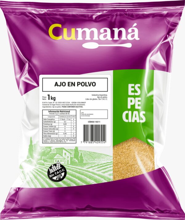 Ajo en Polvo Sin Tacc 1Kg | Cumana