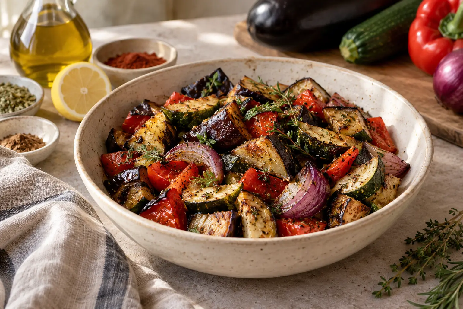 Adobo Mediterráneo para Vegetales Asados — sugerencia de presentación