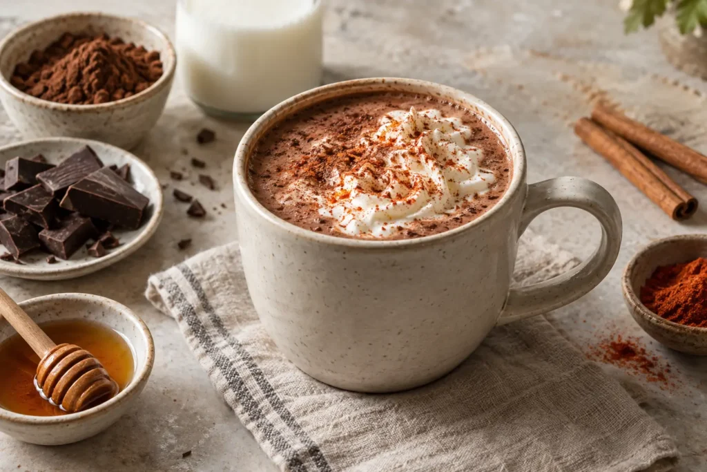 Chocolate Caliente Picante con Ají Cayena: Una Bebida que Abraza y Despierta — sugerencia de presentación