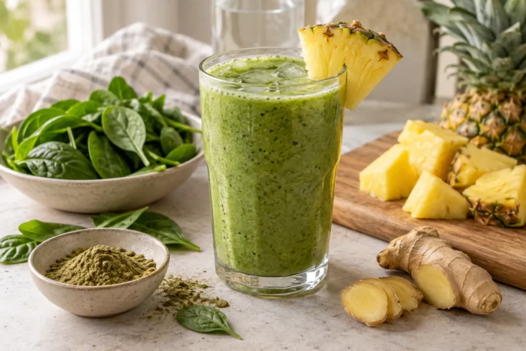 Smoothie Detox con Café Verde, Espinaca y Ananá