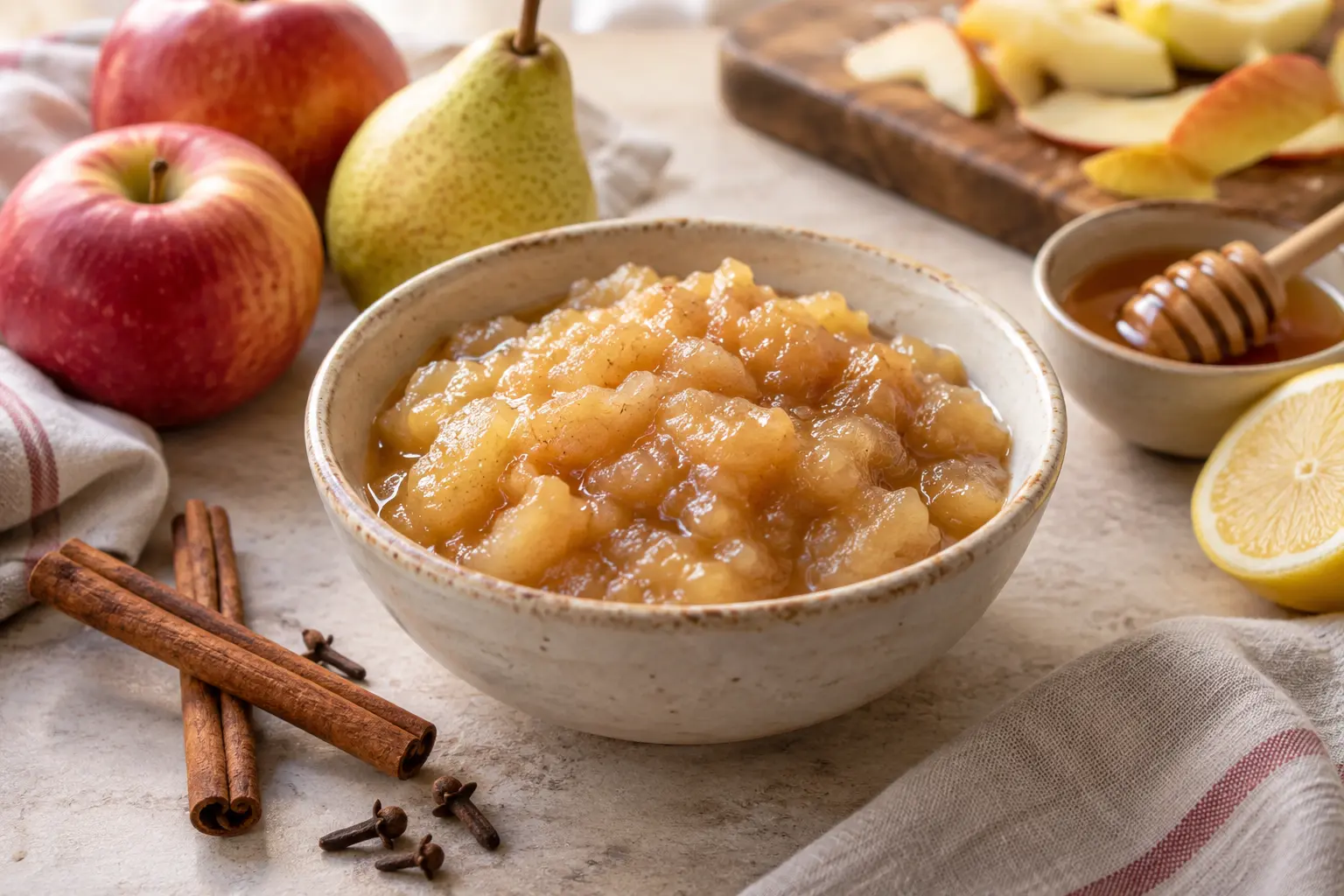 Compota de Manzana y Pera con Canela en Rama — sugerencia de presentación