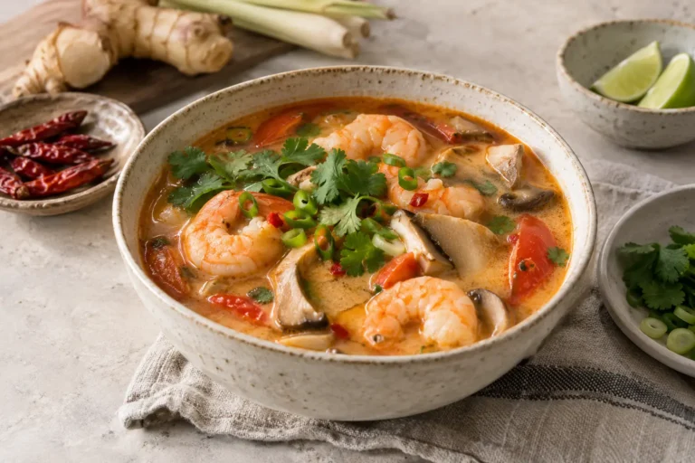 Sopa Tom Yum de Gambas con Lemongrass y Galanga