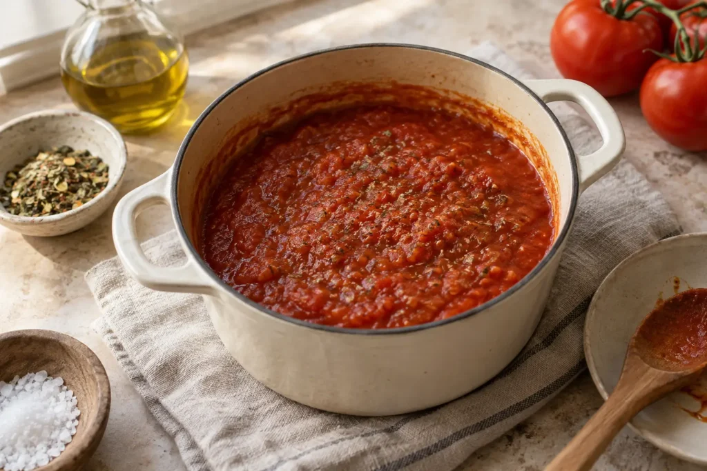 Salsa marinara express con adobo — sugerencia de presentación