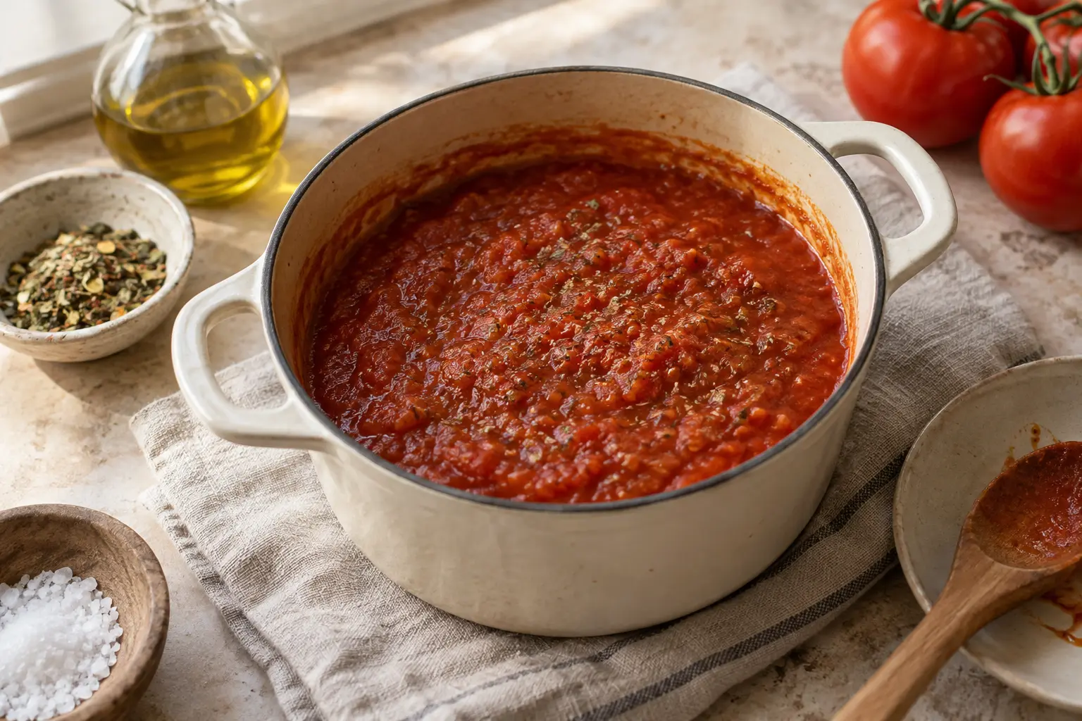 Salsa marinara express con adobo — sugerencia de presentación