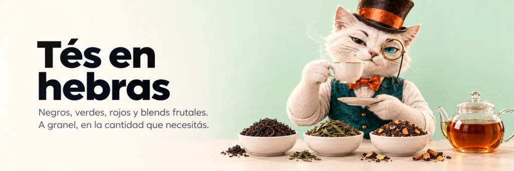 Tés en hebras. Negros, verdes, rojos y blends frutales. A granel, en la cantidad que necesitás.