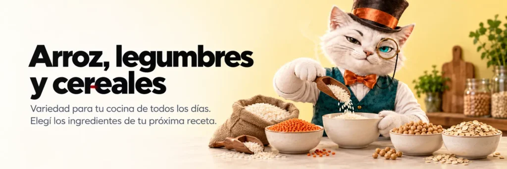 Arroz, legumbres y cereales. Variedad para tu cocina de todos los días. Elegí los ingredientes de tu próxima receta.