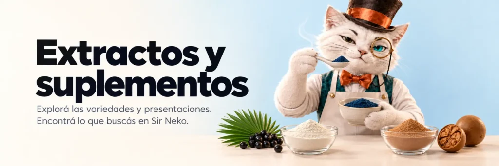 Extractos y suplementos. Explorá las variedades y presentaciones. Encontrá lo que buscás en Sir Neko.