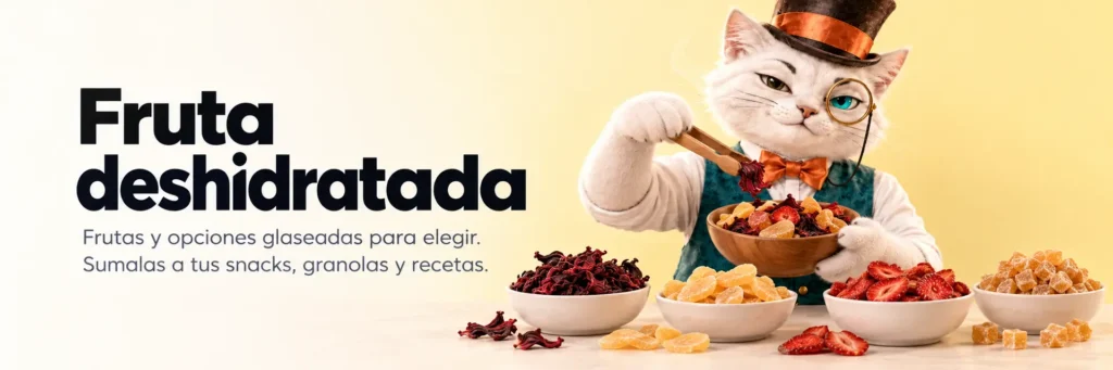 Fruta deshidratada. Frutas y opciones glaseadas para elegir. Sumalas a tus snacks, granolas y recetas.