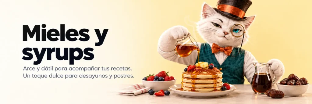 Mieles y syrups. Arce y dátil para acompañar tus recetas. Un toque dulce para desayunos y postres.